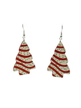 Christmas Tree Earrings "Little Debbies" Dangle Drop Retro Vintage